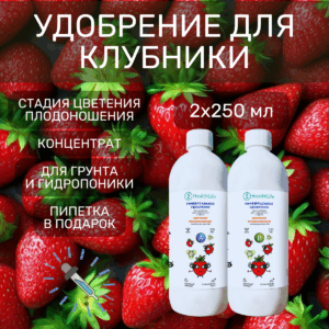 HealthLife Концентрированное удобрение для клубники А+B стадия Цветение-Плодоношение (2 бутылки по 250 мл)